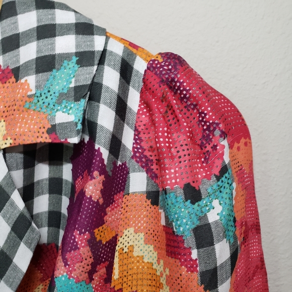 ❗SOLD❗Farm Rio | Gingham Floral Long Sleeve Collared Wrap Dress - Picture 8 of 16